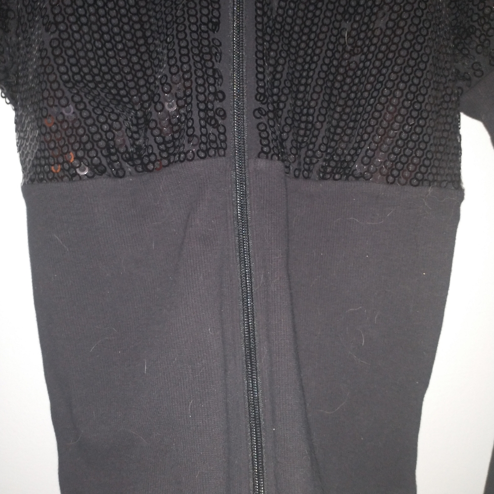 Bebe Jacket Half Sequence Zip Up Front - image 3